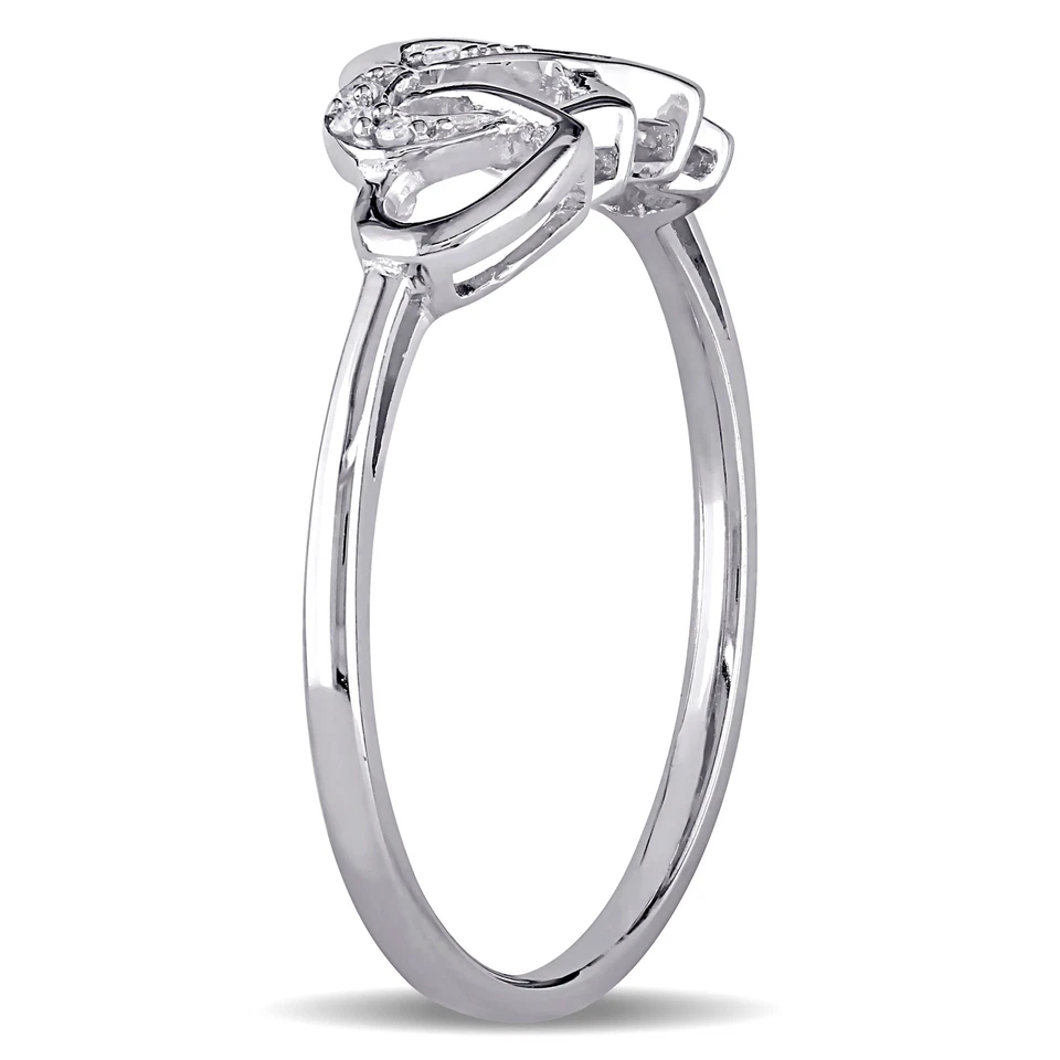 Amour 10k White Gold Diamond Entwined Heart Ring - Image 2 of 4