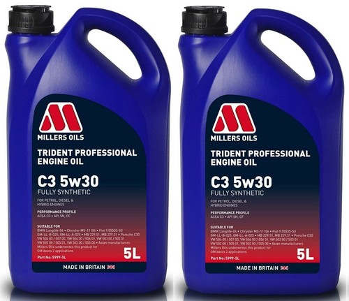 MILLERS TRIDENT PROFESSIONAL LONGLIFE C3 5W30 FULLY SYNTHETIC ENGINE OIL 5L 5999 - Picture 4 of 8