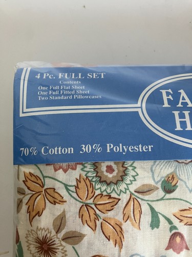 Vintage New in Package FULL Size 4 Piece Cotton Poly Blend No Iron Family Home - Picture 2 of 4