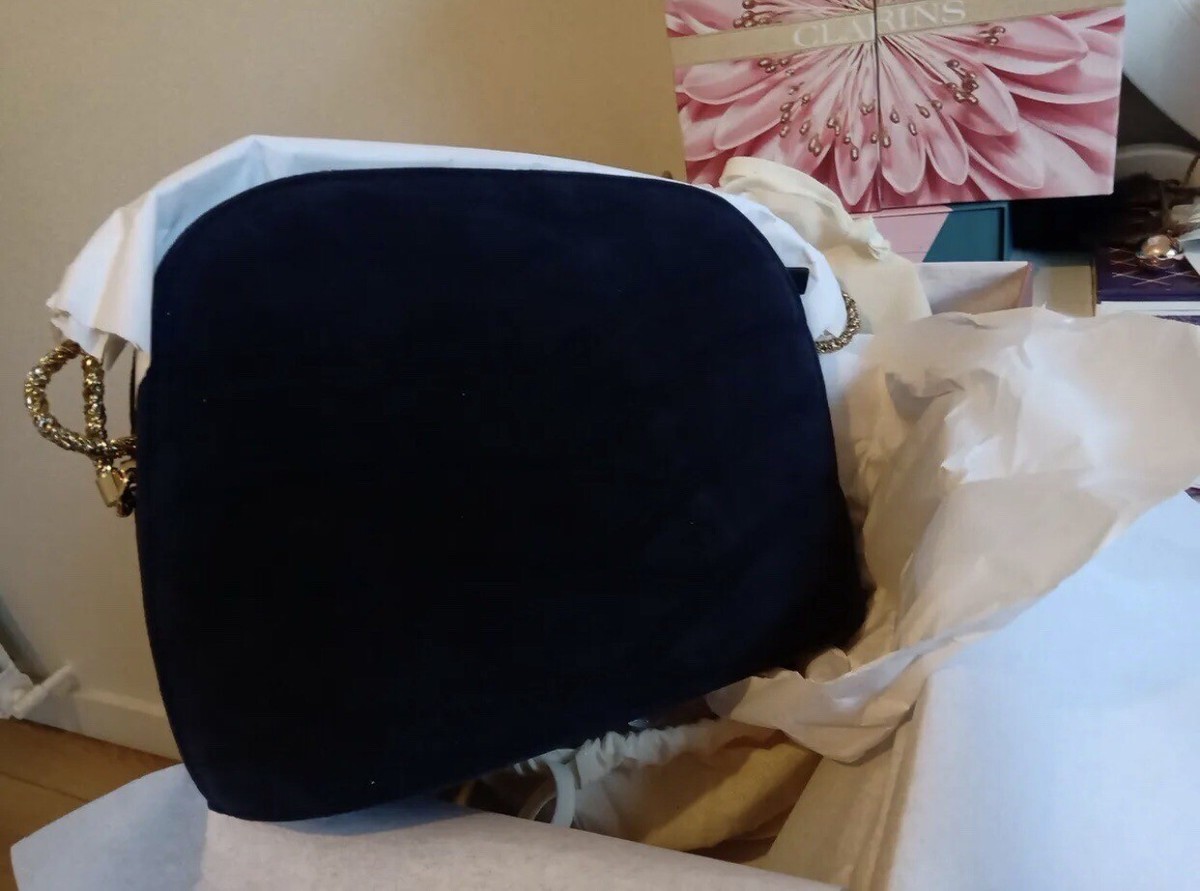 Sac Victor Sézane Marine Matelassé Velours Comme Neuf Avec Boîte