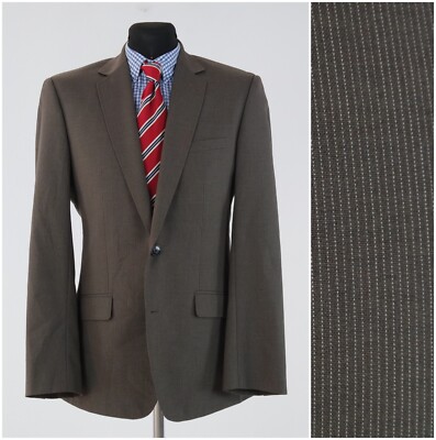 Mens Striped Sport Coat 38R US Size ESPRIT Brown Wool Blazer Designer Jacket