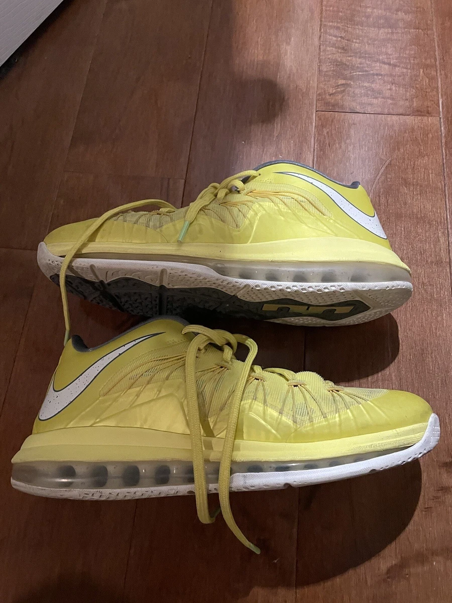 LeBron 10 Low Sonic Yellow 9.5 Air Max Nike Amazing Condition eBay