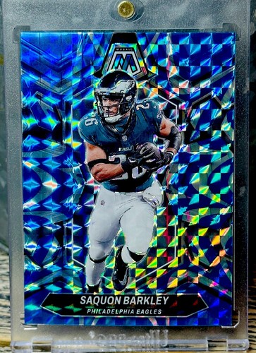 Saquon Barkley RARE BLUE HOLO REFRACTOR INVESTMENT CARD SSP PANINI EAGLES MVP - Picture 4 of 12