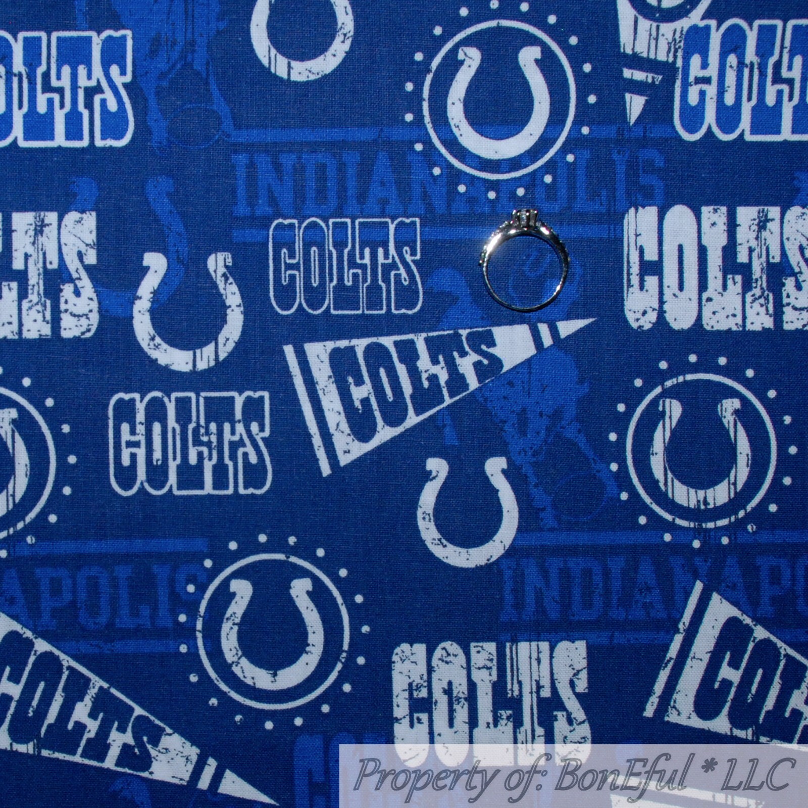 BonEful FABRIC FQ Cotton Quilt Navy Blue White Gold Kansas City Royals MLB USA L