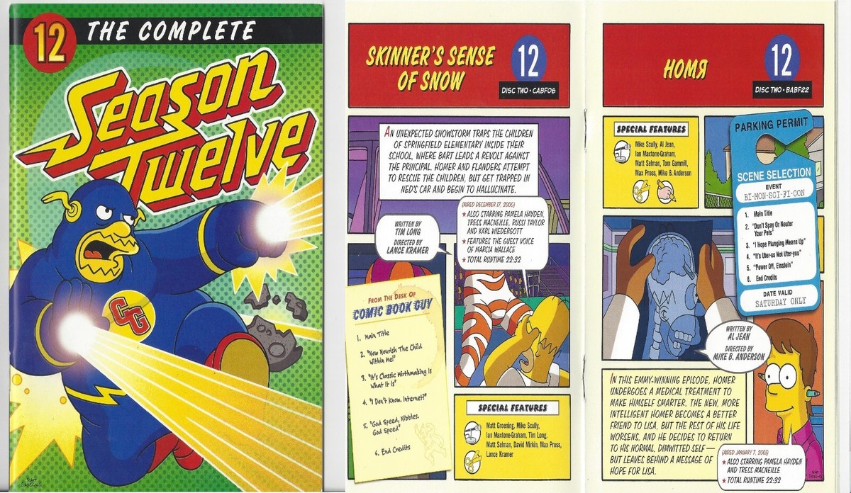 The Simpsons Twelfth Season 12 Episode Guide From DVD Set Great