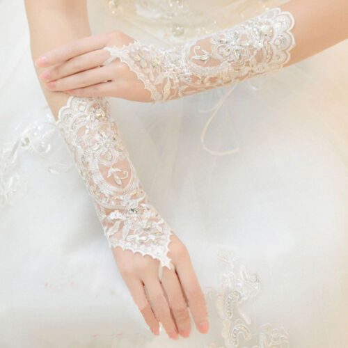 Guantes Diamante Primera Comunión Niña Flor Concurso Boda Sin Dedos Nuevos - Imagen 7 de 17