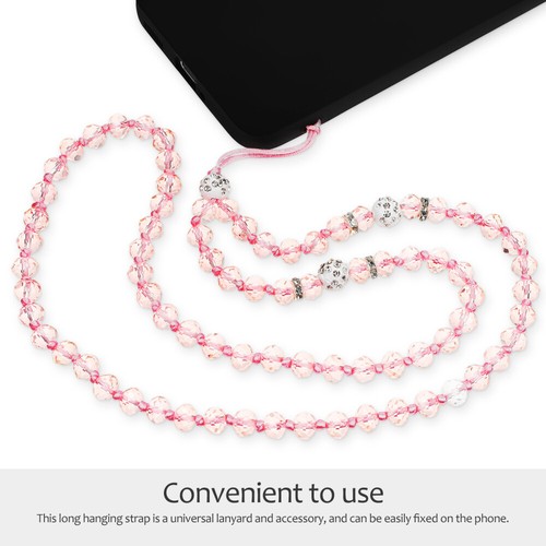 2 Pcs Langes Seil Rosa Perle Weißes Mobiles Schlüsselband Mit Perlen - 第 7/11 張圖片