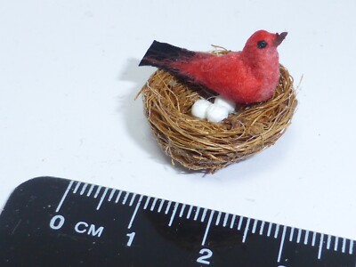 1:12 handgefertigter Vogel mit Nest & Eiern b7 Gartenzubehör