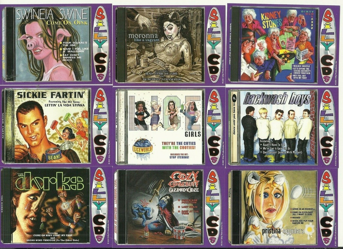 SILLY CDs CARDS - COMPLETE SET OF 33 - PARODIES OF MUSIC CDS