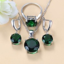 Round Bridal Jewelry Sets - Cubic Zirconia Pendant Women Earrings Necklace Sets