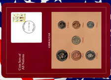 Coin Sets of All Nations Gibraltar 1988-1995 UNC £1 1995 50,20 Pence 1988