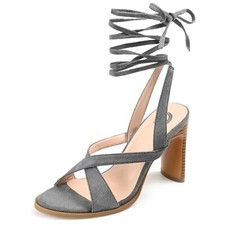 Journee Womens Adalee Ankle Wrap Stacked Heel Sandals