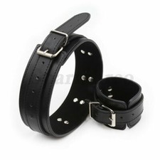 PU Leather Handcuffs Thigh Restraints Restraint Harness Wrist to Leg Cuffs