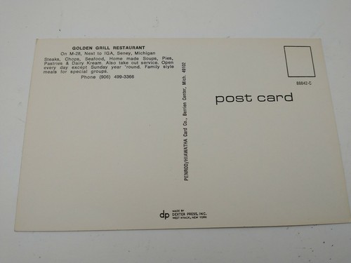 Vintage Golden Grill Restaurant Post Card Seney Michigan - Picture 2 of 2