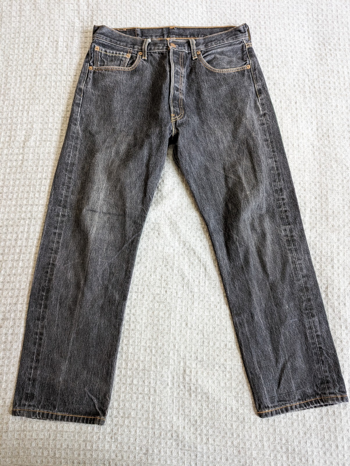 Jeans Levi's 501xx para hombre 34x30 se adapta a 32x26 negro enjuagado botón mosca pierna recta