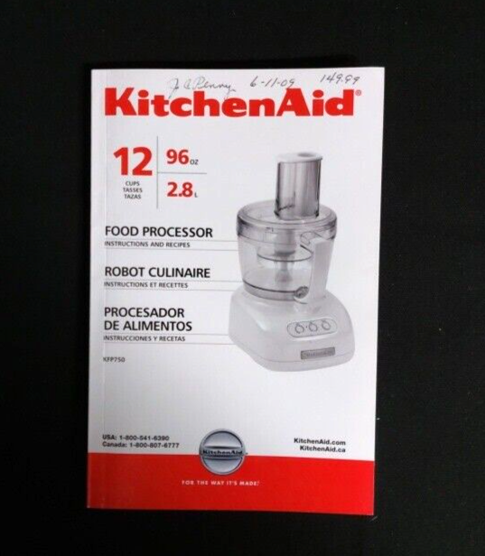 KITCHENAID FOOD Processor Instruction Book and Recipes KFP 750 eBay