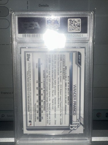 2021 Bowman Chrome Wander Franco Pros. - Aqua Shimmer Refractor PSA 10 - Bild 2 von 2