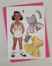 Paper Doll Greeting Card Vintage 40s 50s Girl Reproduction Print NEW w/ Envelope