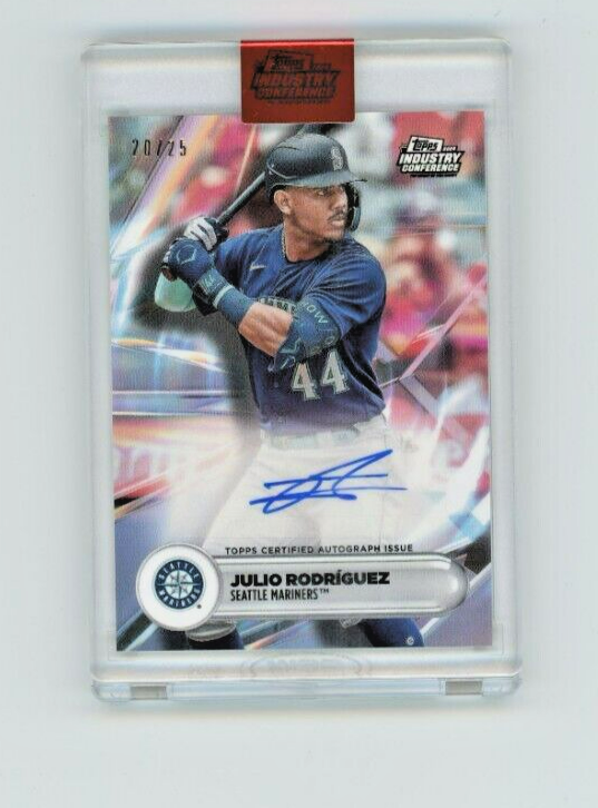 JULIO RODRIGUEZ /25 AUTO 2024 Topps Industry Conference Encased