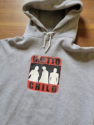 Vintage 90s Ghetto Child Skate Grey Hooded Sweatshirt Vintage 90s Ghetto Child Skate Grey Hooded Sweatshirt