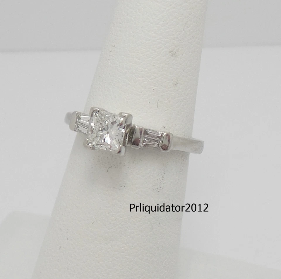 3/4CT Natural Princess Diamond Anniversary Engagement Wedding Ring Platinum 950 - Image 2 of 4