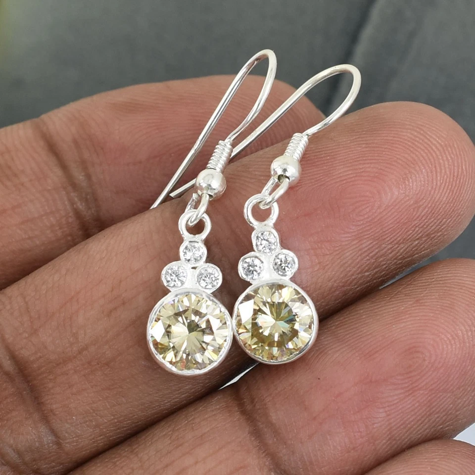 ¡Pendientes de diamantes de champán con certificación de 2 quilates! Gran brillo sin tarifa. Foto 4 de 4