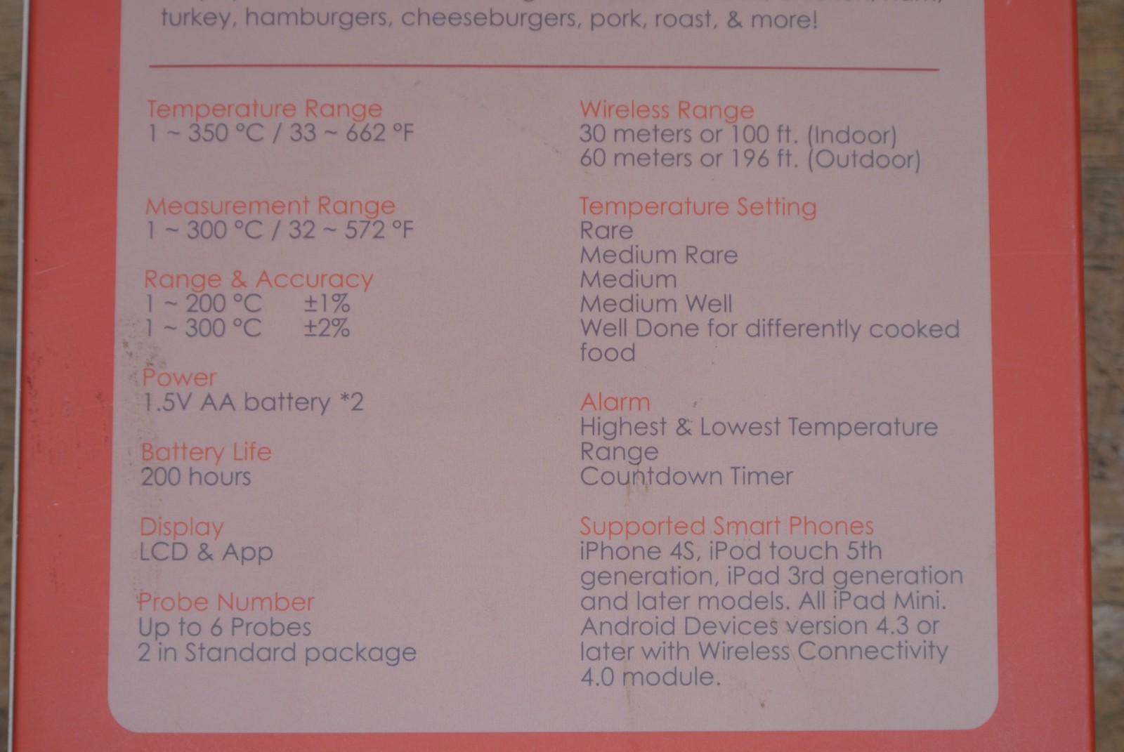 NutriChef Smart Wirerless BBQ Grill Thermometer Digital Display