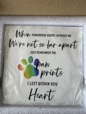 Engraved Paw Print Heart Pet Memorial Plaque with Sentimental Quote