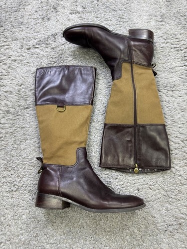 Etienne Aigner Boots Women 10 M Eldidge Brown Leather Knee High Lined Riding