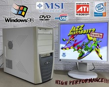 Retro PC Windows 98 Pentium 4 ATI AGP Slot Computer Vintage Gaming Dos Floppy