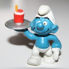 Schleich - Waiter Smurf Figure (with red cup) #20162