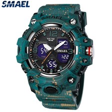 SMAEL Men Sport Watch Military Wristwatch Camouflage Band Digital LED Watches