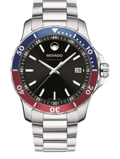 MOVADO Series 800 Quartz Black Dial Pepsi Bezel Men's Watch 2600152 New