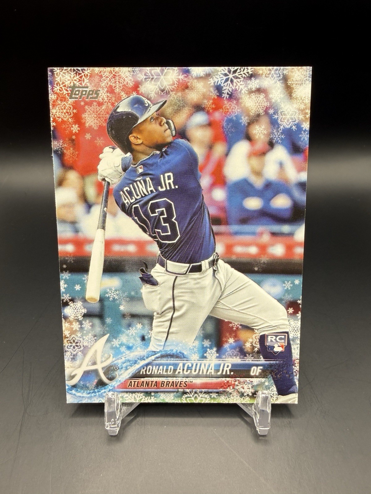 2018 Topps Holiday SP WalMart Ronald Acuna Jr #HMW50 Rookie RC Bat Down Braves