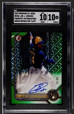2022 Bowman Chrome Jackson Chourio Prospect Auto Green Refractor /99 10/10 GEM