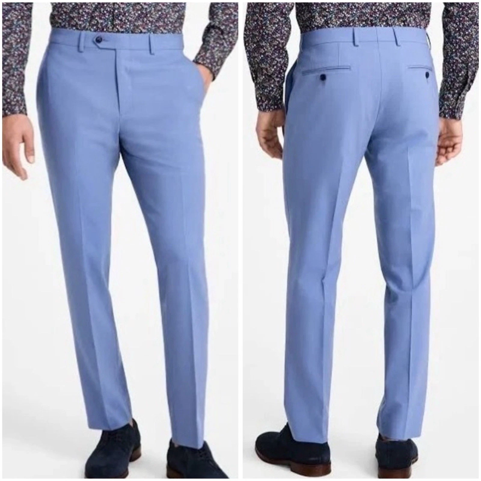 Bar III Mens Slim fit Dress Pants 30/32 Blue Stretch Wool Blend New NWT