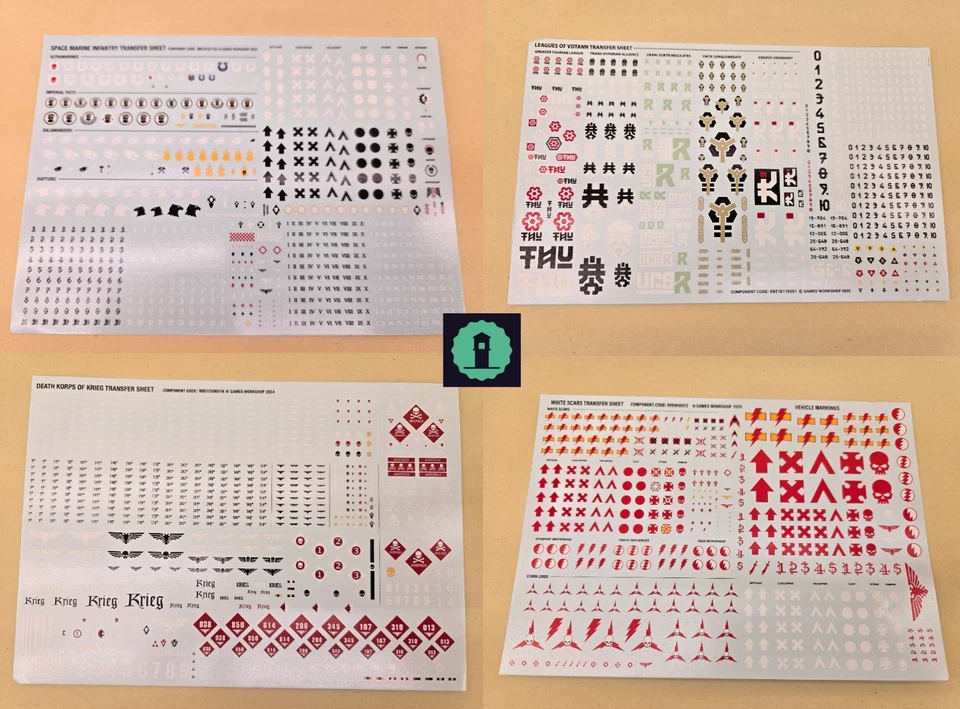 GAMES WORKSHOP Warhammer 40k Transfer Sheets - Various - MULTILISTING