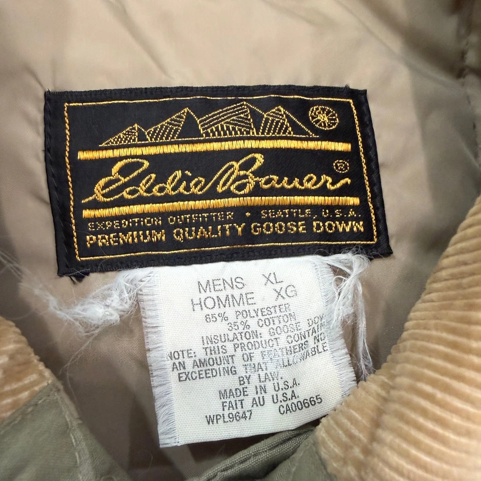 Chaqueta de Plumón de Ganso Eddie Bauer De Colección Para Hombre XL Beige Tostado Años 80 Hecha en EE. UU. Años 80 Esquí Foto 4 de 4