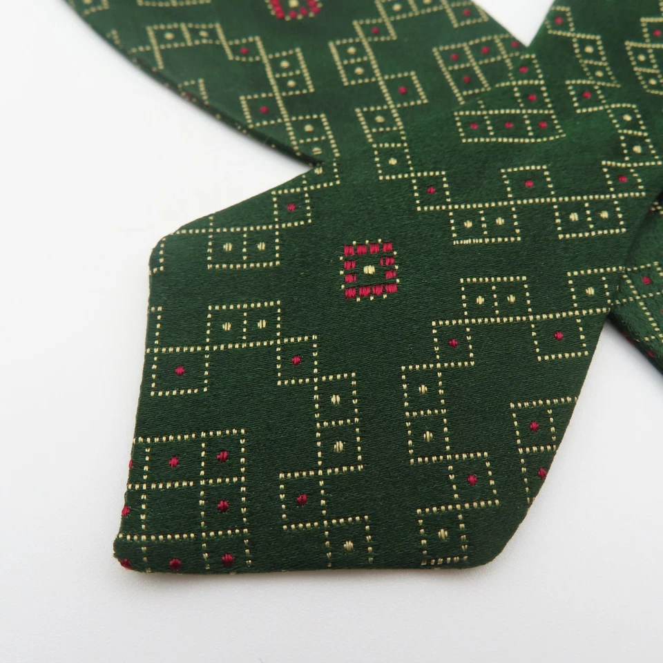 Ralph Lauren Polo Bow Tie Green Red Checked 2" Wide Self Tie Silk Diamond - Image 2 of 4