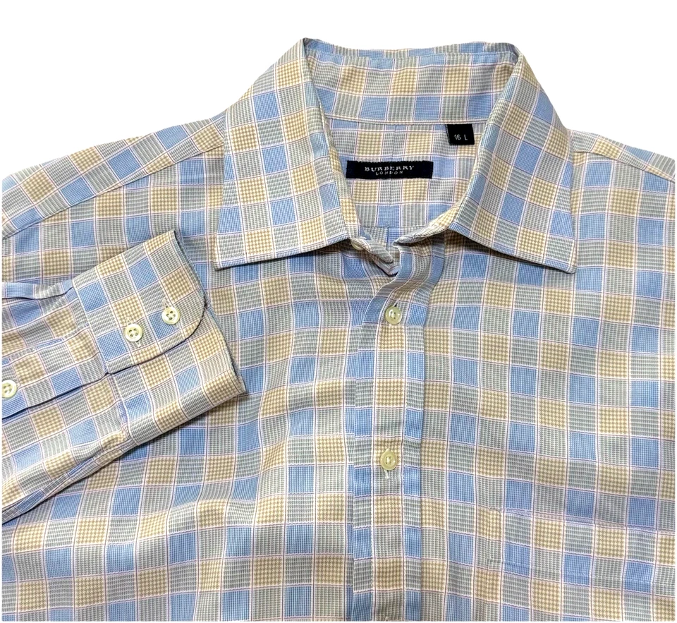Camisa Burberry London a Cuadros Manga Larga Algodón 16 L Hecha en EE. UU. Foto 2 de 4
