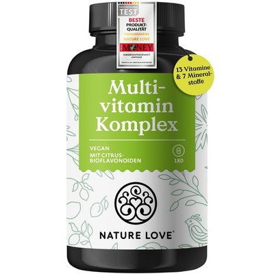 Nature Love Multivitamin Komplex   180 vegane Kapseln   Vitamine A-Z & Minerale