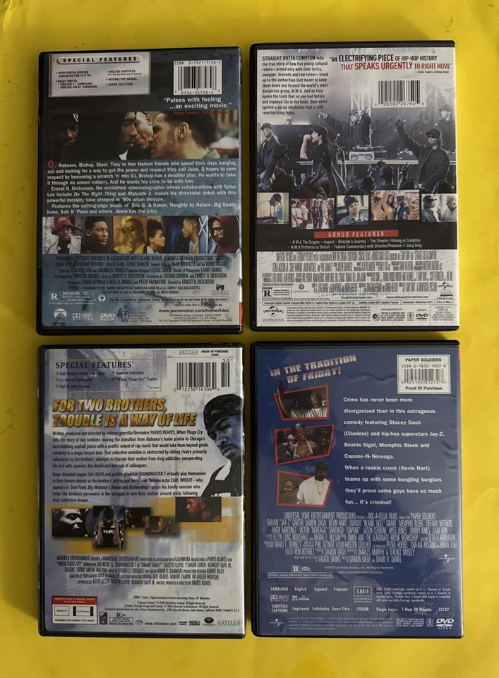 4 DVD LOT - JUICE , STRAIGHT OUTTA COMPTON , PAPER SOLDIERS , PAPER SOLDIERS - Image 2 of 4