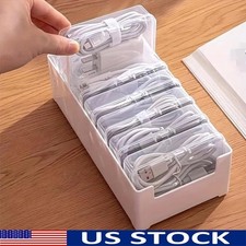 Stackable Cable Management Box Plastic Organizer Cables Jewelry Desk Storage New