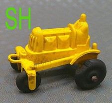 Vintage 1950s Manoil Farm Tractor Yellow Plastic 2" Dime Store Toy USA