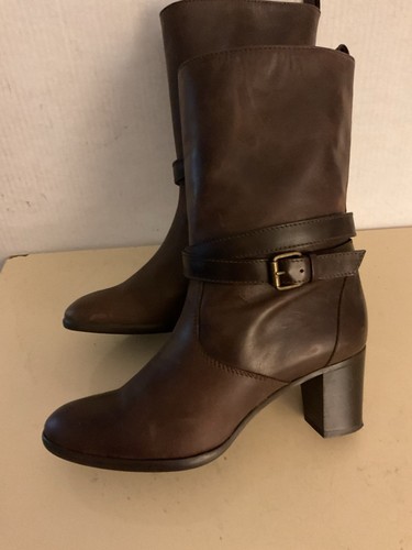 J. Crew Women Brown Leather Heel Boots Size 9 Euro 40 Made in Italy - Picture 10 of 10