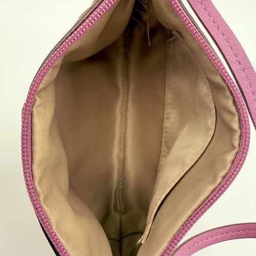 Coach Gold & Lilac Wristlet Lurex Metallic Leather Pleated 7.5x4.5" W Lilac Fob - Picture 10 of 17