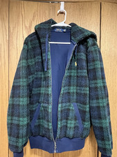 Polo Ralph Lauren Plaid Sherpa Fleece Full Zip Hoodie Blue/Green Men's M