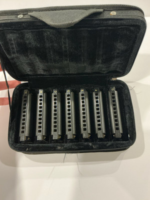 Hohner Piedmont Blues 7 Piece Harmonica Set Black Gold With Case