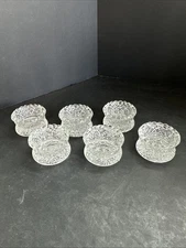 Vintage L E Smith “Bee Imprint” 6 Open Salts, Salt Cellars, Dips EAPG Glass