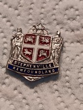 VINTAGE SOUVENIR LAPEL PIN COAT OF ARMS FOR STEPHENVILLE NEWFOUNDLAND